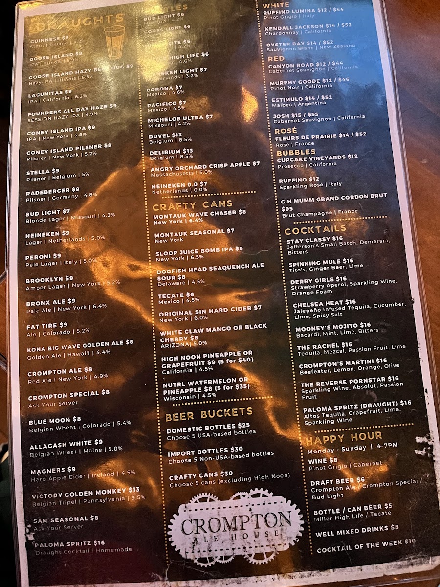 Crompton Ale House Menu - Image 2